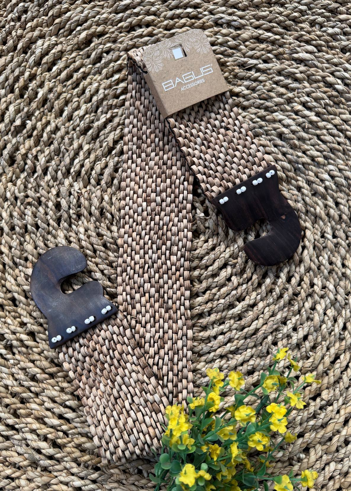 CINTURON ELASTICO COCO BEAD CON HEBILLA MADERA NATURAL TU