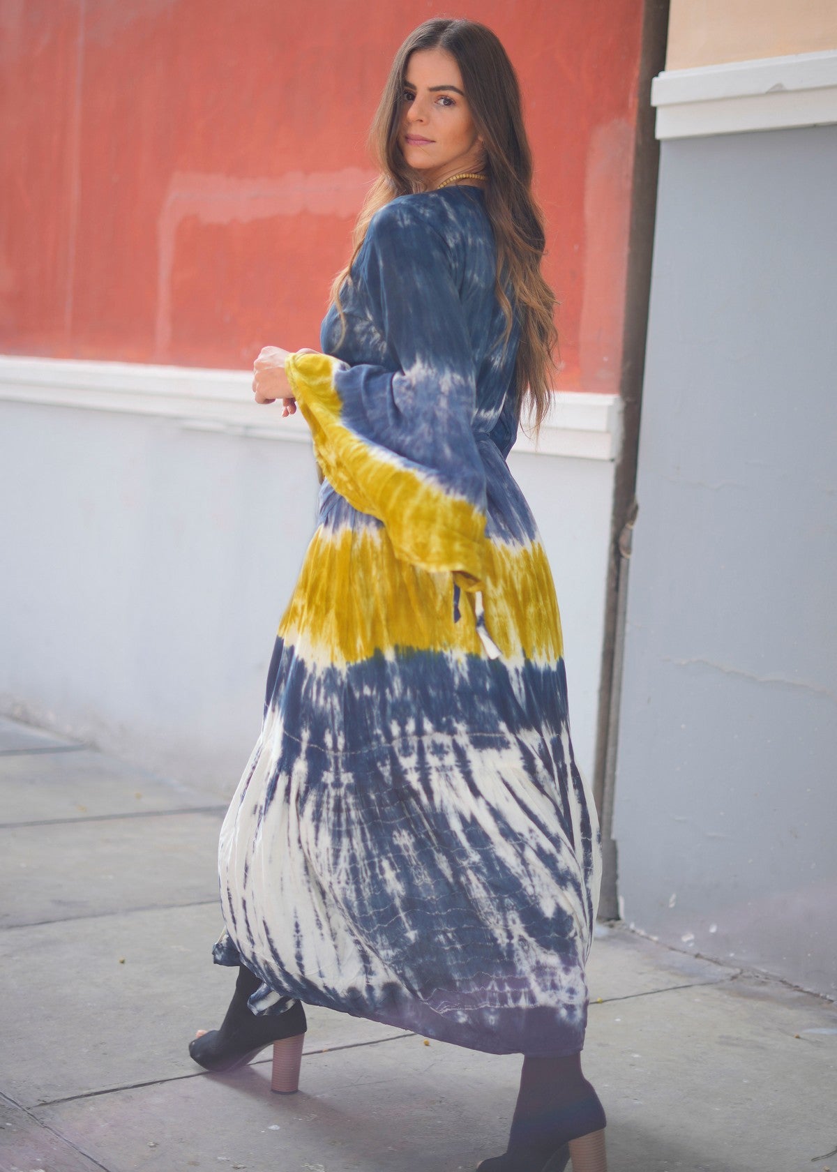 VESTIDO LARGO ENVOLVENTE ZOLA PLOMO/KAKI