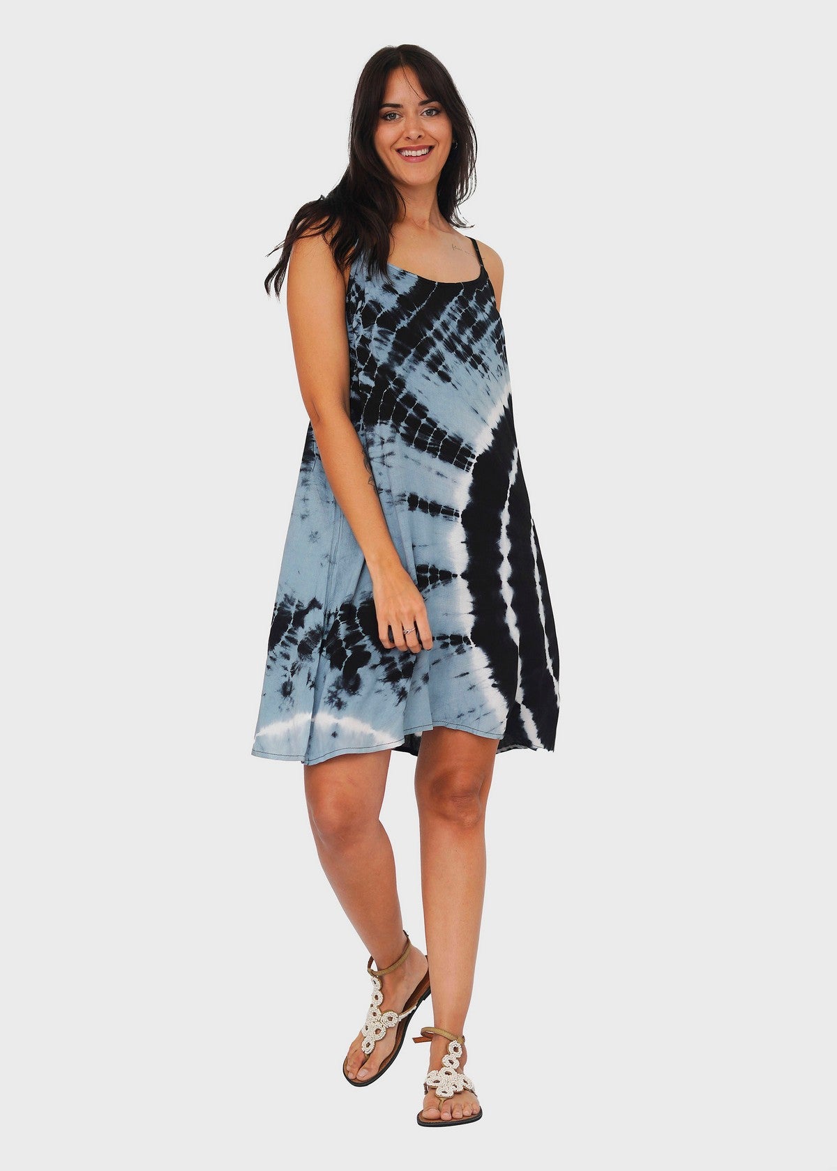 VESTIDO CORTO OLITA GRIS/NEGRO TU