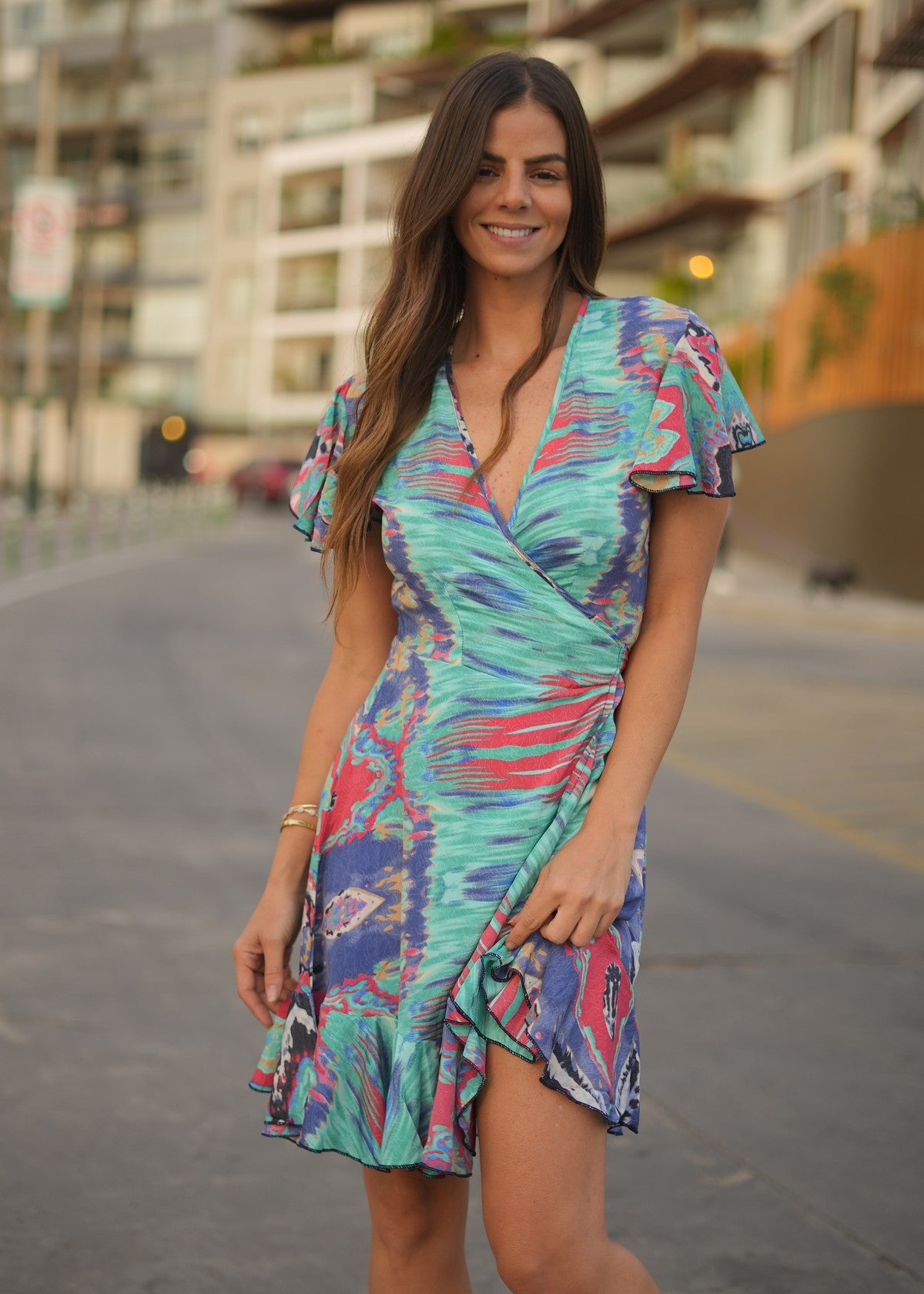 VESTIDO CORTO GYSA AZUL/MIX
