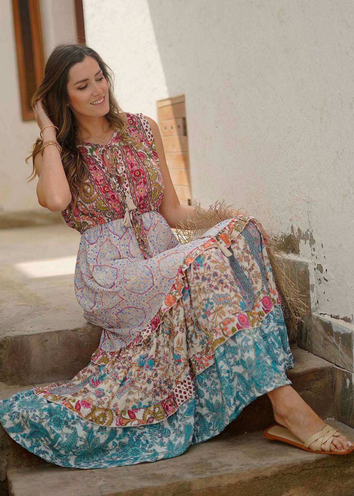 VESTIDO LARGO INDI KAMI CREMA/MIX TU