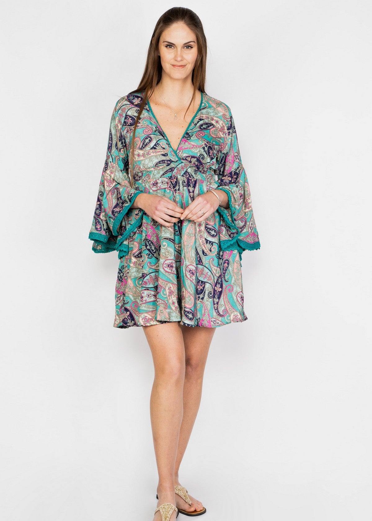 VESTIDO CORTO MAHAL JADE/FUCSIA TU