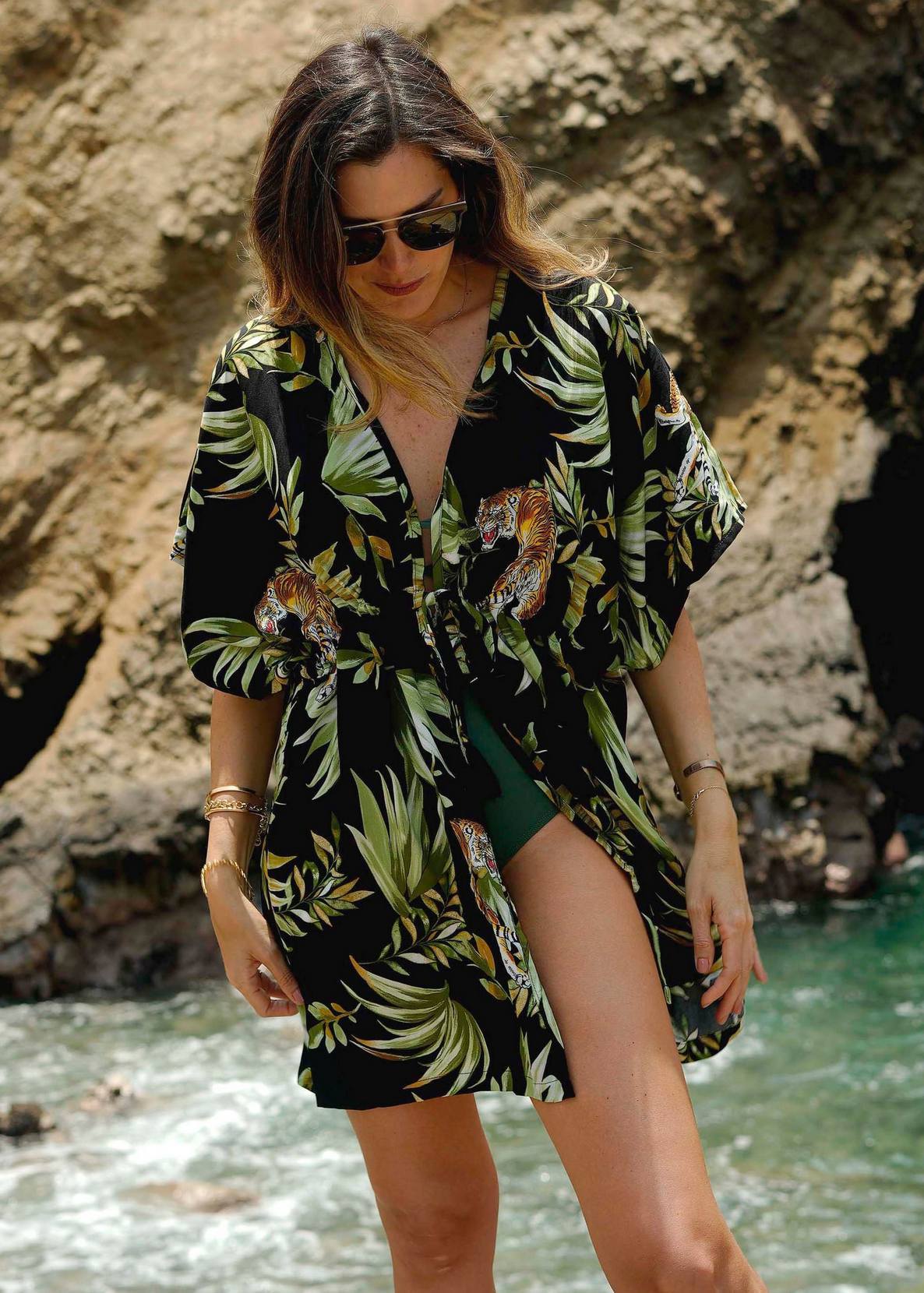 KAFTAN ABIERTO KANIKA NEGRO/VERDE TU