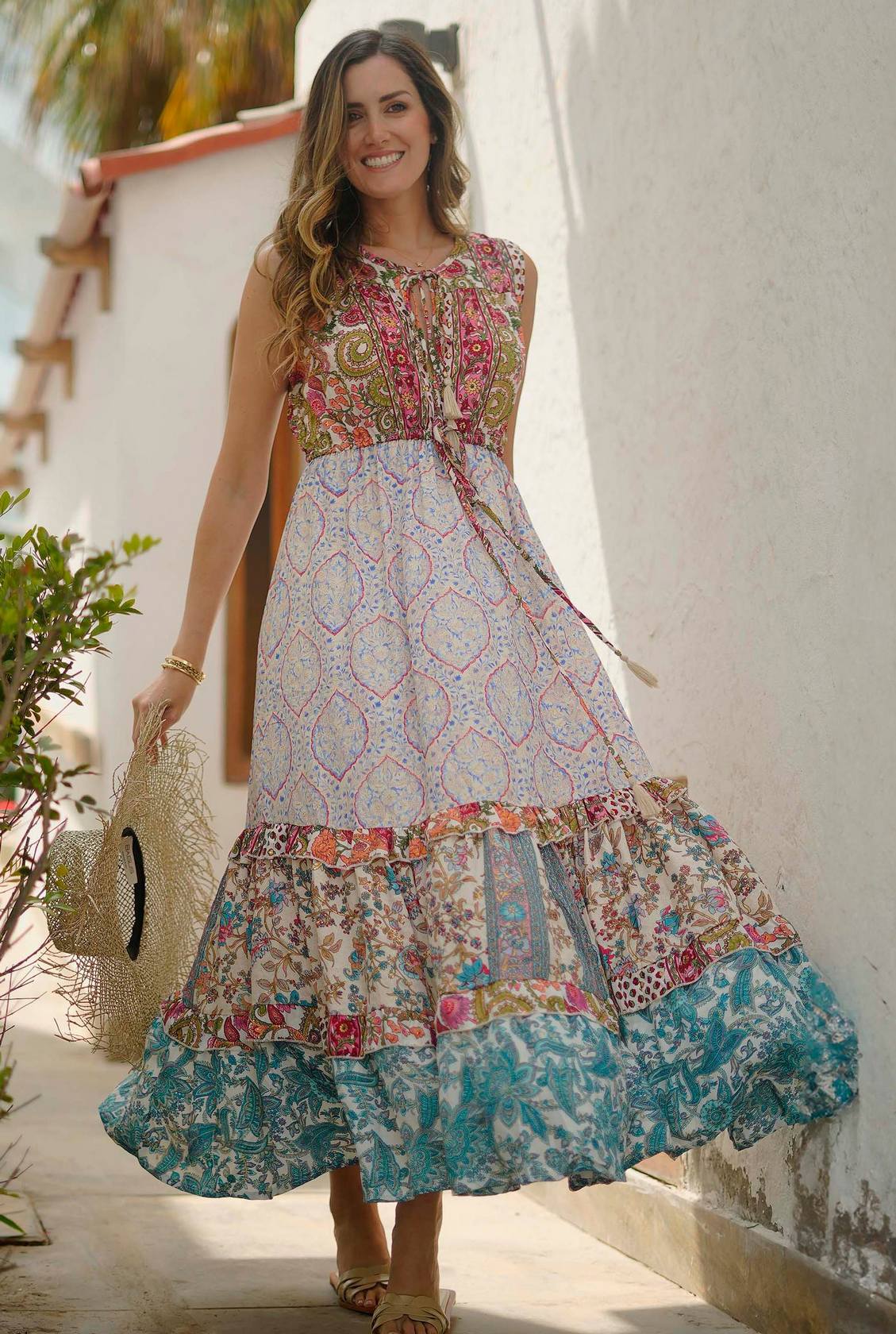 VESTIDO LARGO INDI KAMI CREMA/MIX TU