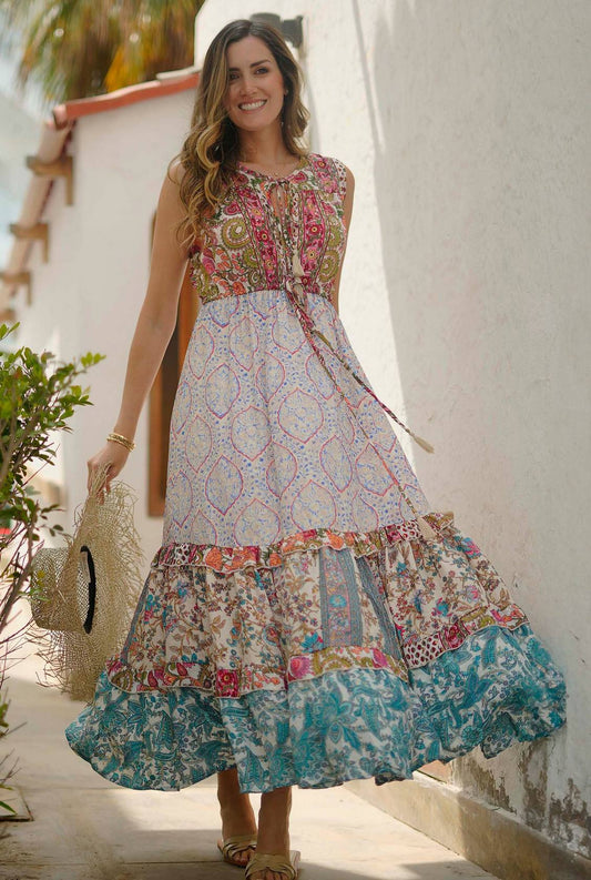 VESTIDO LARGO INDI KAMI CREMA/MIX TU